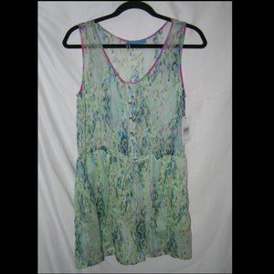 Matthew Williamson Escape Mint Python Silk Sleeveless Romper Playsuit